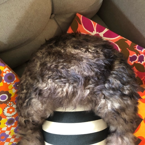 1960’s Vintage Italian Genuine Shearling Sheepskin Hat w/Tie Scarf and Pom Poms main image 5